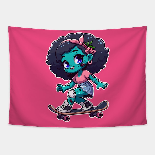 Zombie Skate Girl Tapestry by DesignDinamique