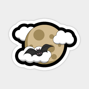 Kawaii Happy Bat Flying on Full Moon Magnet