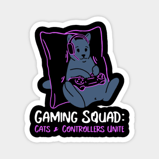 Gaming Squad: Cats & Controllers Unite Magnet