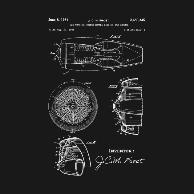 Gas Turbine Engine 1954 Patent / Gas engine Patent illustration / engineering gift idea by Anodyle