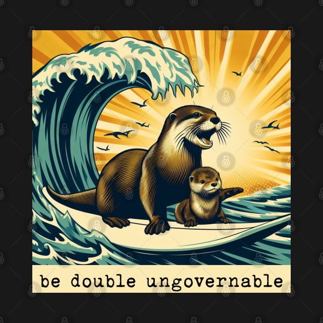 be double ungovernable 841 surfing otter with baby by REDWOOD9