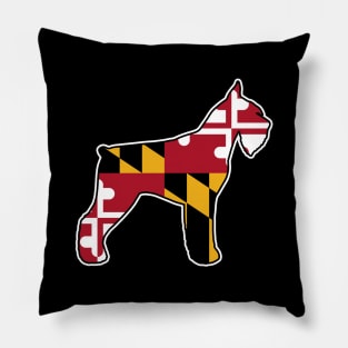 Giant Schnauzer Silhouette with Maryland Flag Pillow