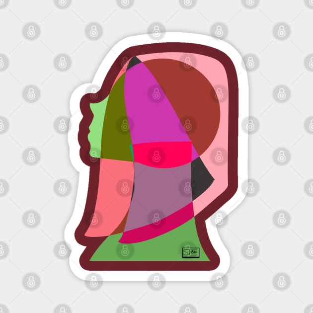 Stained glass girl Magnet by SL blu