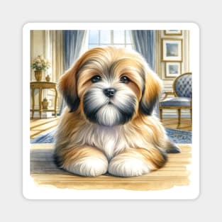 Watercolor Lhasa Apso Puppies - Cute Puppy Magnet