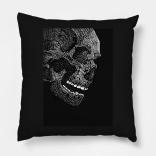 Hand Drawn Skull Print Art Pillow