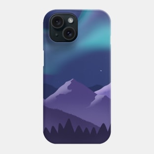 Northern Lights Aurora Borealis Purple Mountains Landscape Phone Case