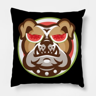 'Bulldog Watermelon' Funny Watermelon Dog Lover Pillow