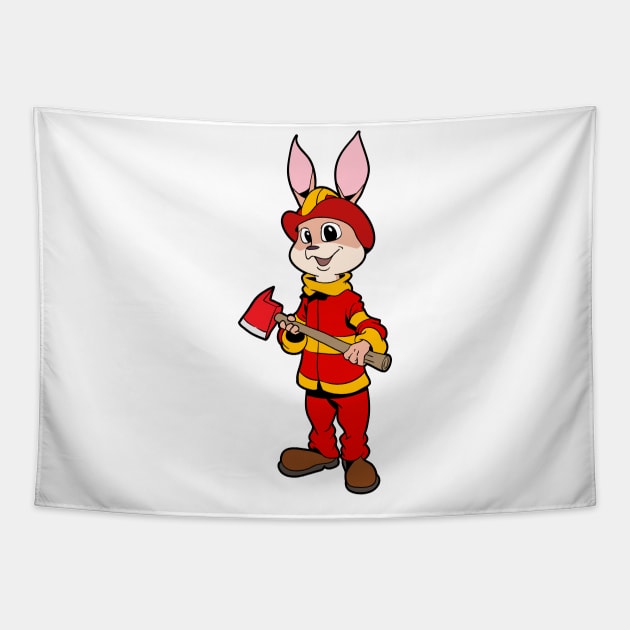 Fireman Bunny Tapestry by Modern Medieval Design