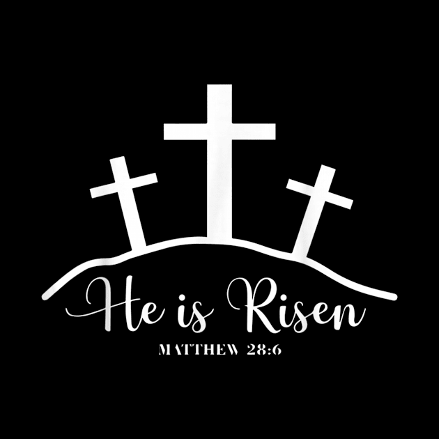 He Is Risen Happy Easter Day Christian Cross Jesus Men Women by Jennifer Wirth