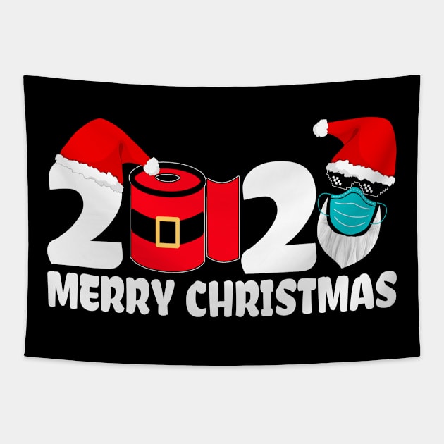 Merry Christmas 2020 Quarantine Xmas Santa Face Mask Gifts Tapestry by Printofi.com