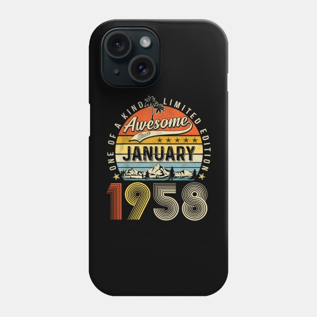 Awesome Since January 1958 Vintage 65th Birthday Phone Case by nakaahikithuy