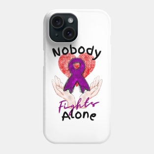 Nobody Fights Alone Alzheimer's Purple Ribbon Phone Case