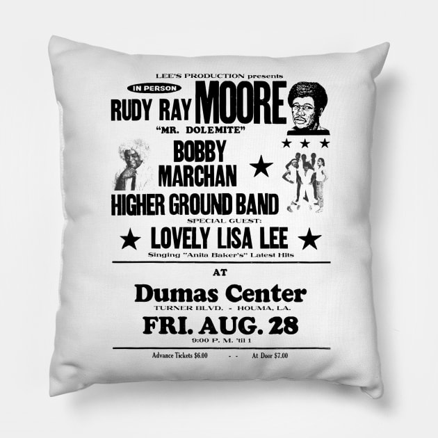 Rudy Ray Moore -- Live at Dumas Center! Pillow by Scum_and_Villainy