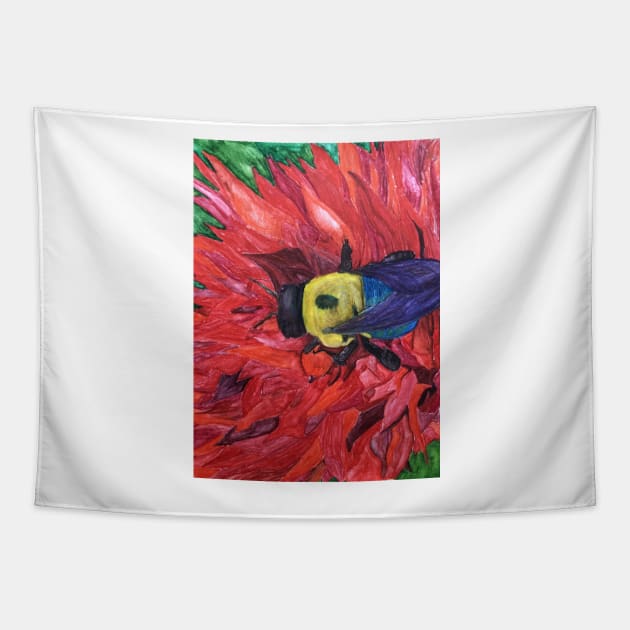 Bee on a Dahlia Tapestry by ElizaC