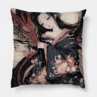 Geisha and Dragon 7902 Pillow