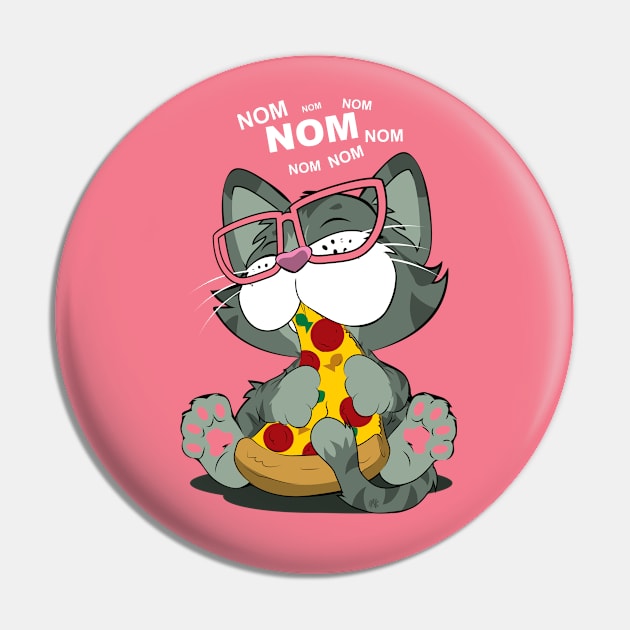 Pizza Cat! Pink Pin by CuddleswithCatsArt