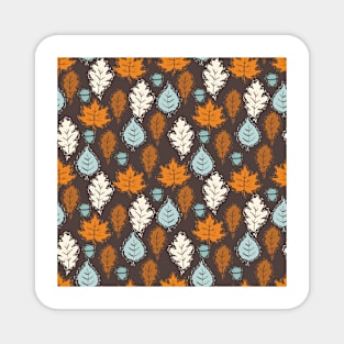 Linocut Autumn Fall Leaves Magnet