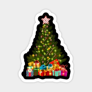 Merry Christmas Tree With Lights & Gifts Magnet