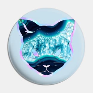 Geode iridescent lapis lazuli gemstone cat - Wiccan Pin