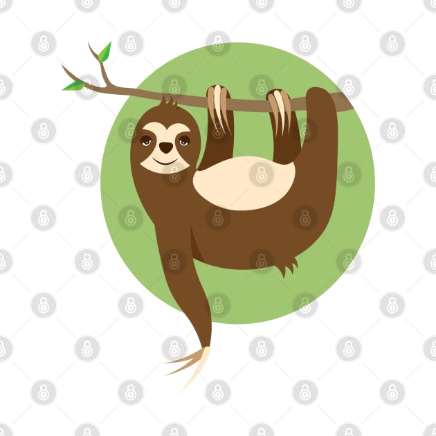 Cute sloth on green background by Eshka