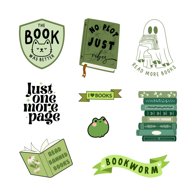 Green Bookish Pack by medimidoodles