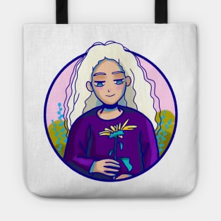 Cute girl holding sunflower Tote