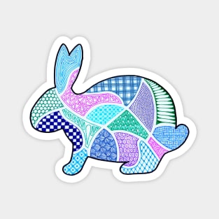 Multicolor Zentangle Rabbit Magnet