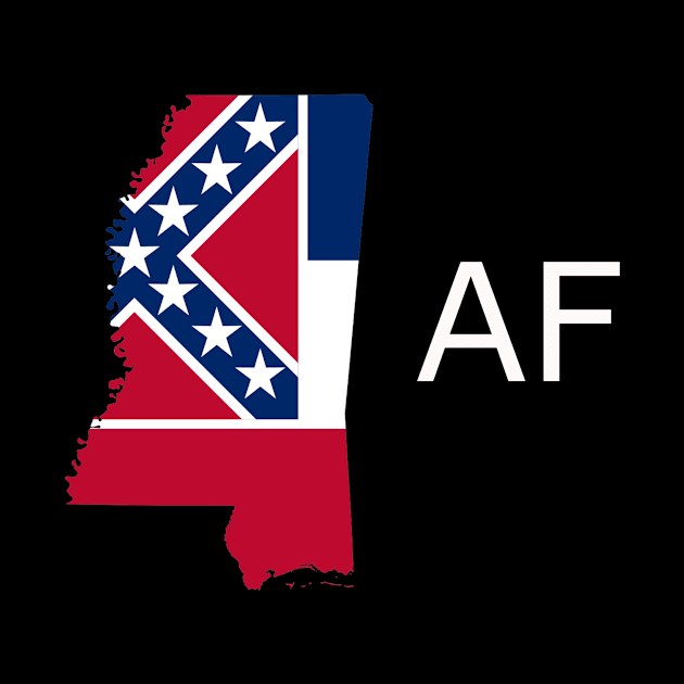 Mississippi Flag State Outline AF (white) by Big Term Designs