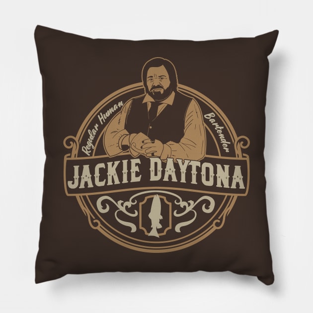 Jackie Daytona - Regular Human Bartender Pillow by Meta Cortex