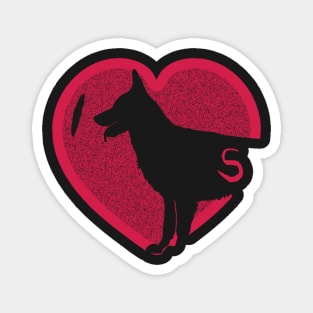 Minimalistic Red Heart I Love German Shepherds simple Black Background Magnet