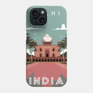 Delhi, India. Retro travel poster Phone Case