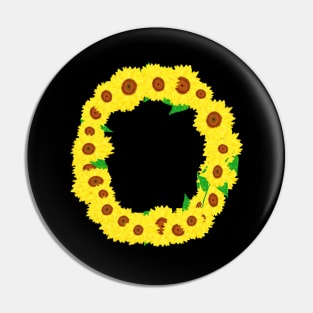 Sunflowers Initial Letter O (Black Background) Pin