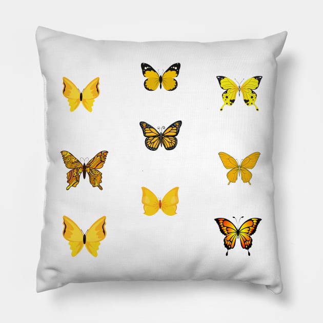 Yellow butterfly art Pillow by Wolf Clothing Co