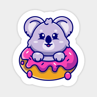 Cute baby koala with doughnut cartoon Magnet