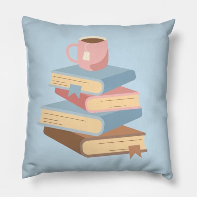 Books And Coffee Pillow by Nahlaborne