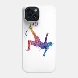 Boy Soccer Player Bicycle Kick Watercolor Phone Case