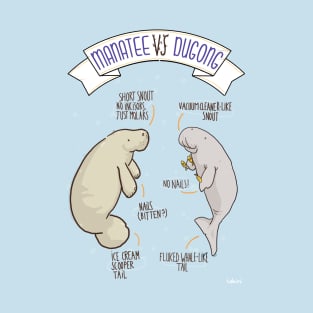 Manatee VS Dugong: an educational poster with a bit of humour illustration T-Shirt