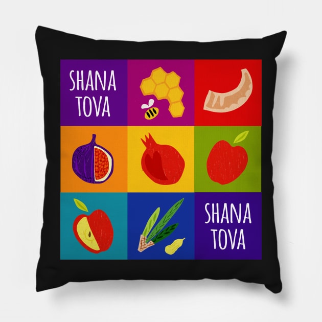 Rosh Hashana Pop Art Square Pillow by TillaCrowne