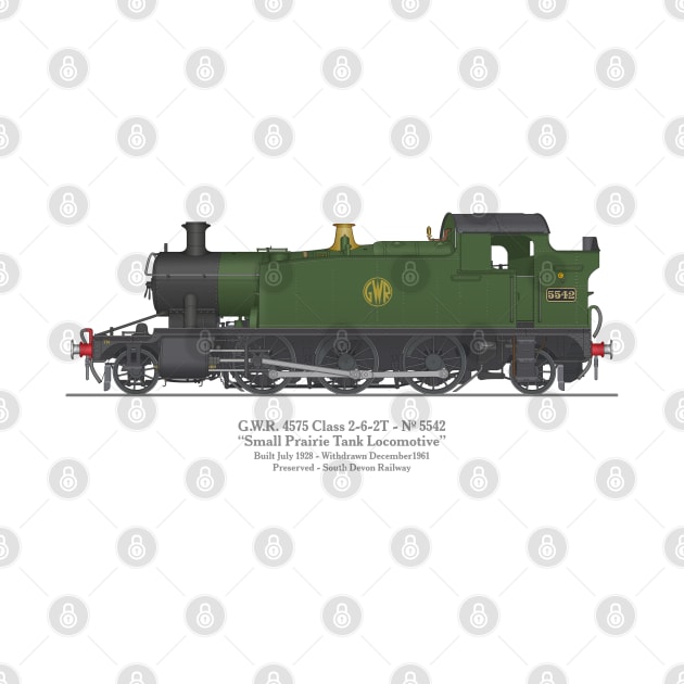 GWR Small Prairie Class 4575 Tank Locomotive Number 5542 by SteveHClark