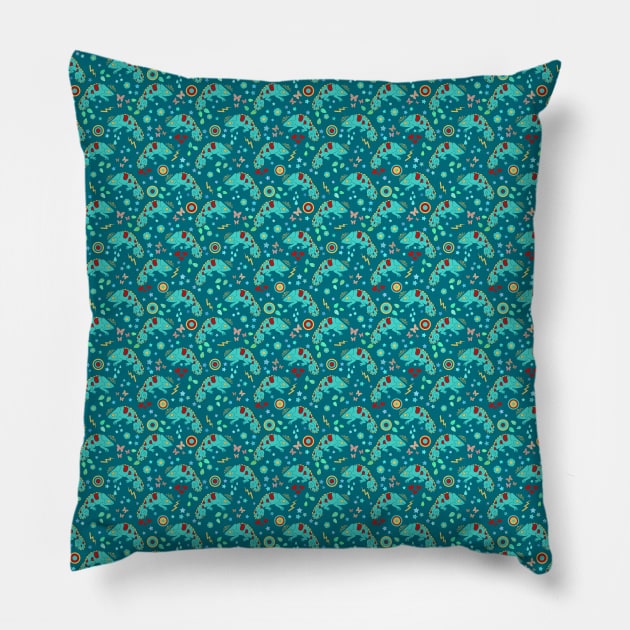 Cute Chameleon Pattern Pillow by saradaboru