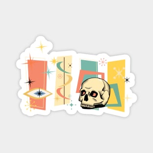 Mid-Century Modern Skull - Retro Aesthetic Magnet