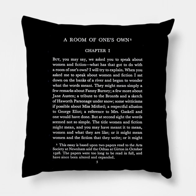 A Room of One's Own Virginia Woolf First Page Pillow by buythebook86