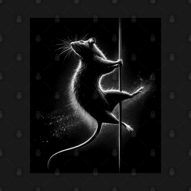 Monochromatic Black And White Rat Pole Dancing by TomFrontierArt