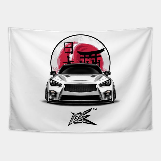 infiniti q50 stanced white Tapestry by naquash