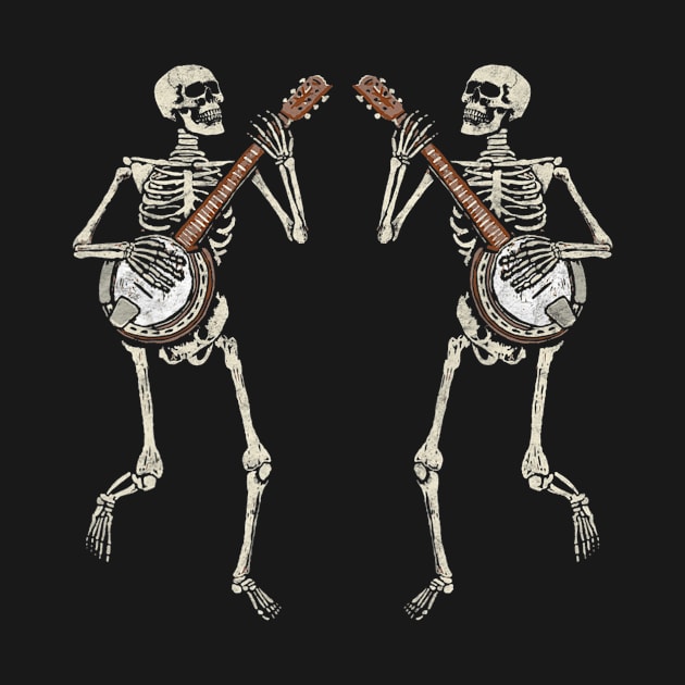 Retro Dancing Skeleton Pair Banjo Vintage Graphic by Sinclairmccallsavd