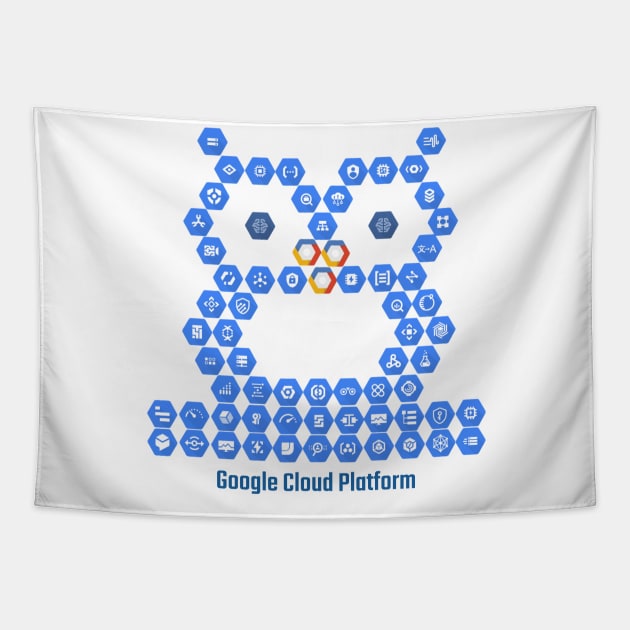 Google Cloud Elements Owl Tapestry by Cyber Club Tees