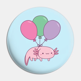 Cute Axolotl and Balloons Pin