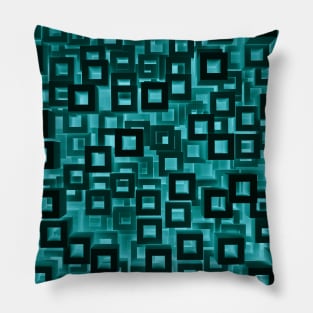 Black Squares Turquoise Haze Pillow