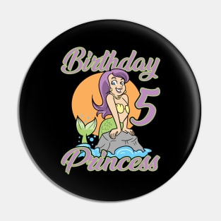 Fifth 5th Birthday Mermaid Princess Pin