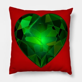 Green Heart Gemstone Pillow